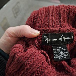 Burgundy Wool Sweater with Turtleneck Mercer Madison Small